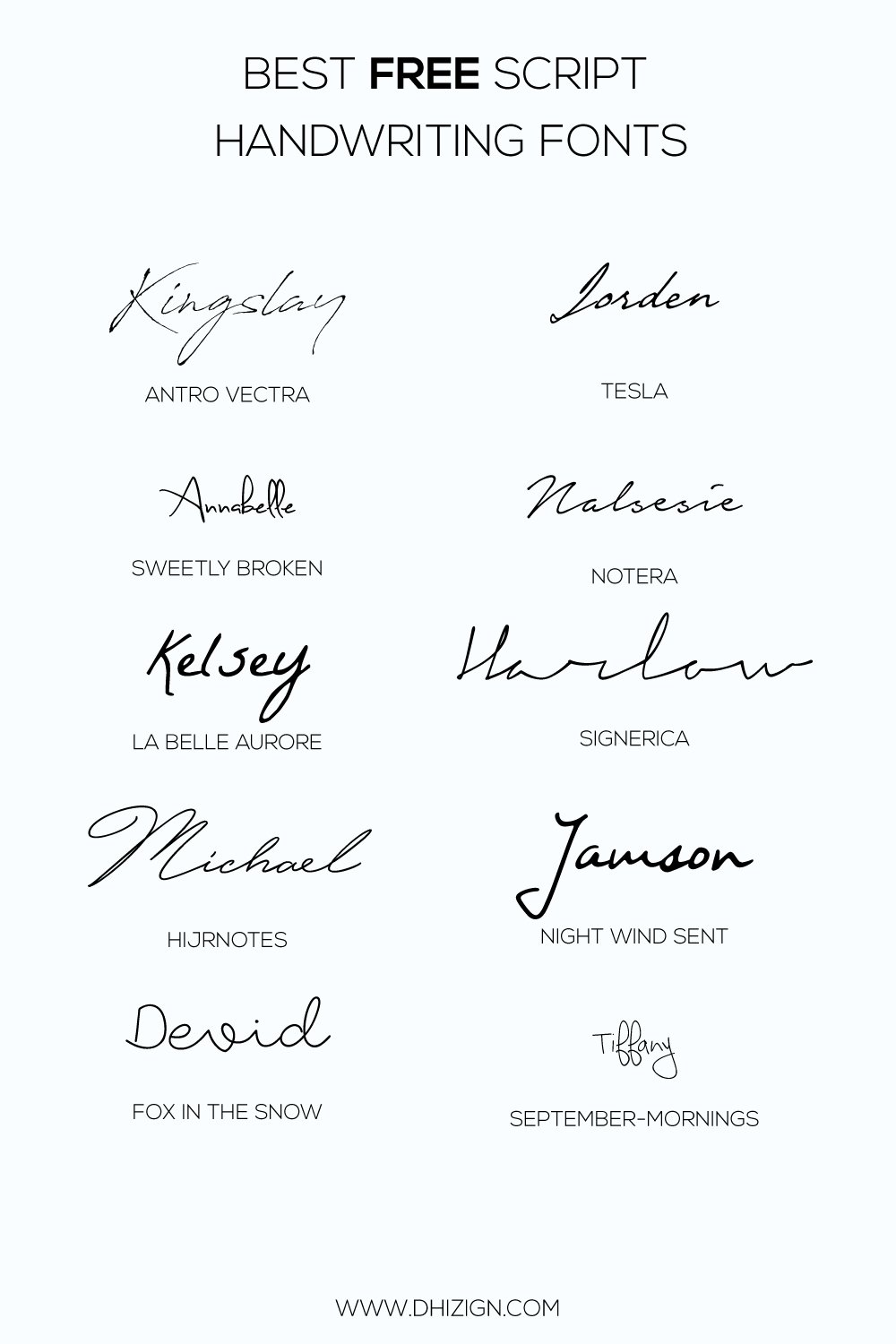 10 Best Free Script Handwriting Fonts - Dhizign | Logo And Branding