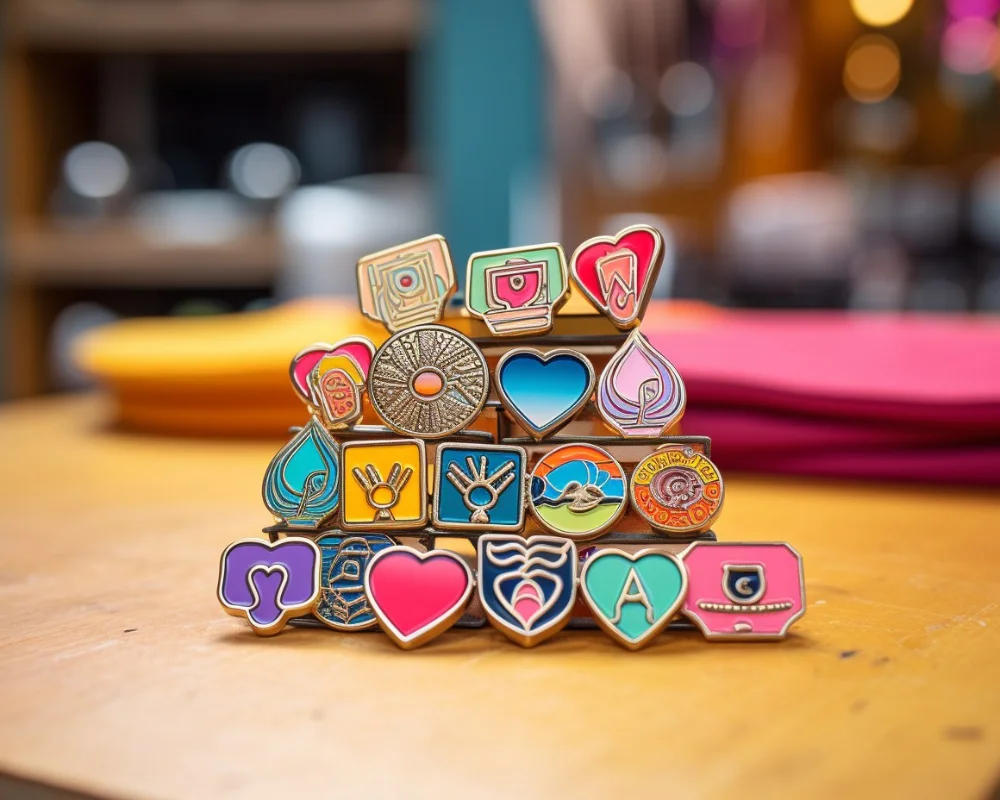 set of enamel pins generated with midjourney Ai