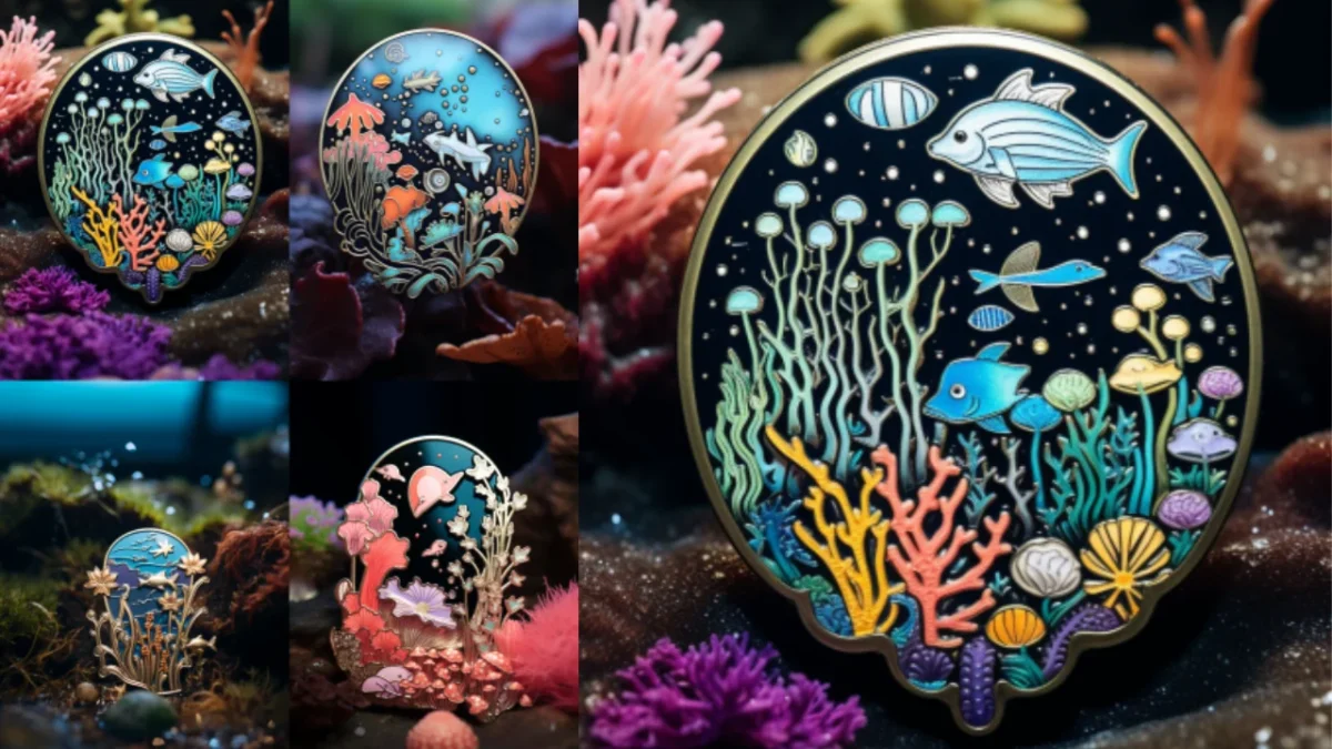 nature enamel pins generated with midjourney Ai