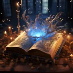 fantasy style open book with magical elements