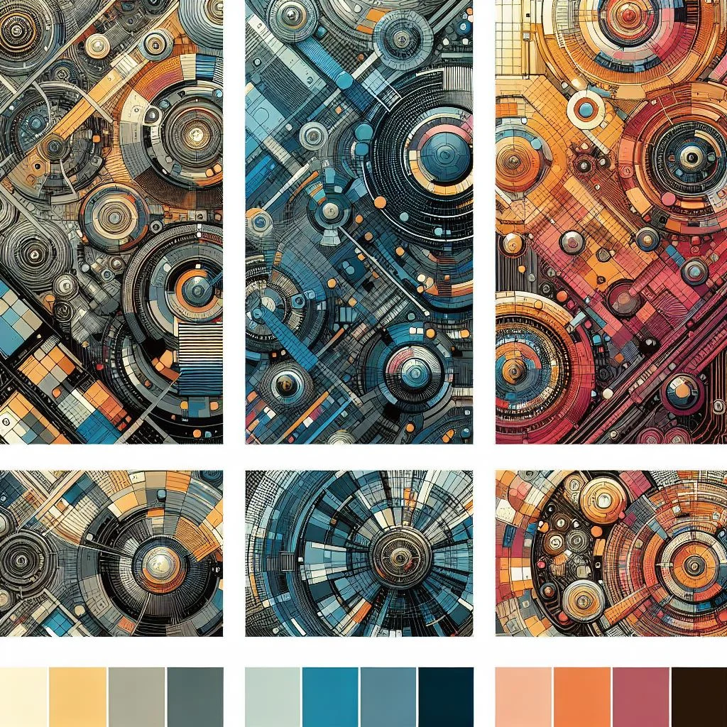 Various color palettes suitable for Tech-Inspired Futurism theme. using dall-e ai