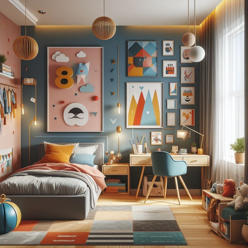 Ai generated interior design of a kids bedroom with dall e image generator 2