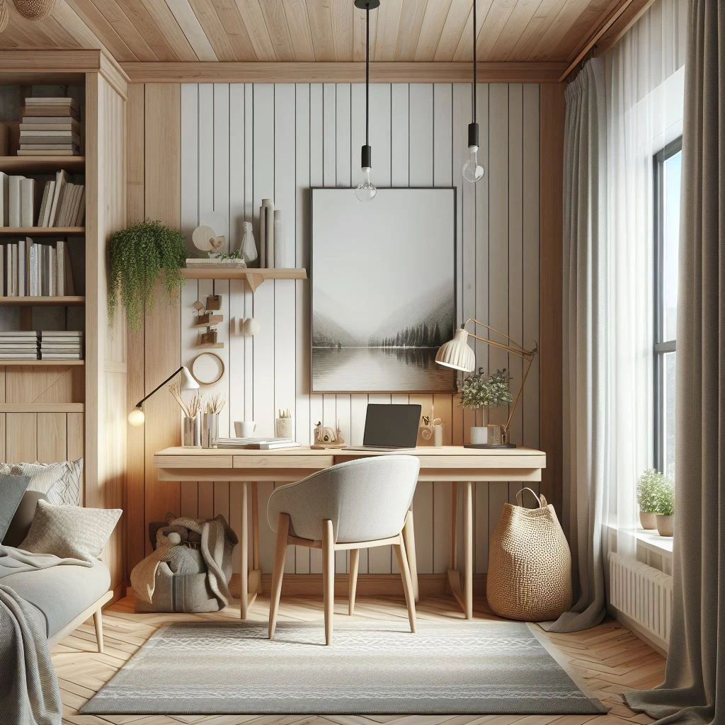 Scandinavian style interior design of a cozy study room using ai tool dall e prompts
