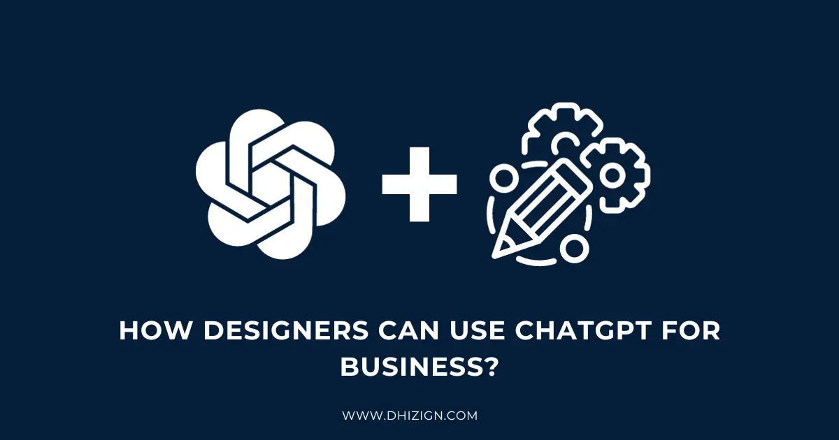blog post image of how designers can use chatgpt having minimalist icon of chatgpt ai tool and graphic tools icon