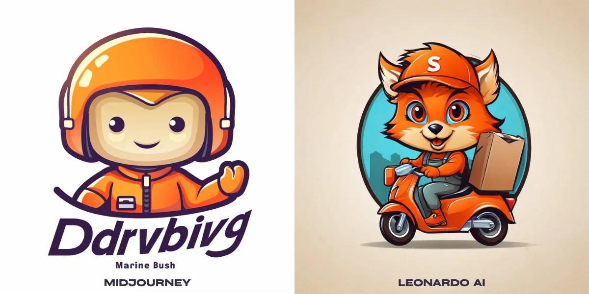 An image showcasing a mascot logo design, imbued with personality and created using Midjourney and Leonardo AI