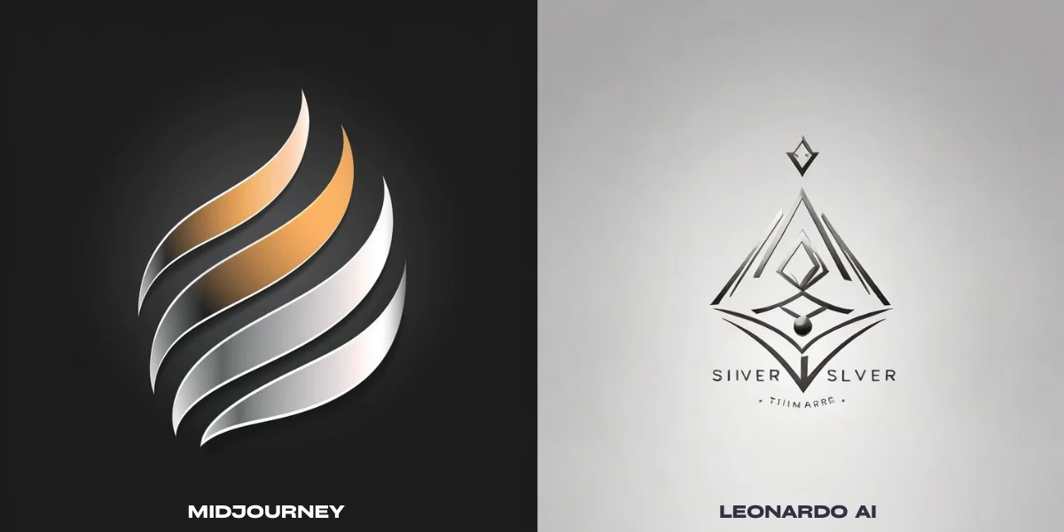 An image showcasing a minimalist logo design for a jewellery business, created using Midjourney and Leonardo AI.