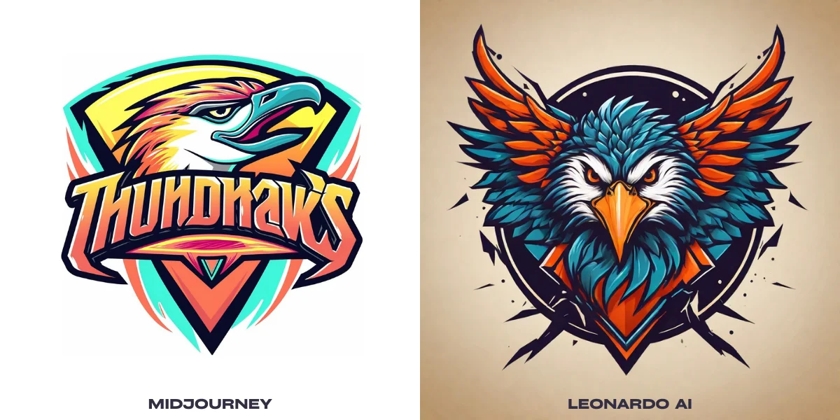 An image showcasing an emblem logo design for gaming sports, featuring a dynamic identity and created using Midjourney and Leonardo AI