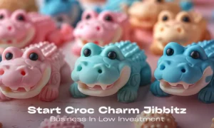 collection of beautiful cute croc charm pvc jibbitz, with text on it start croc charms jibbitz business with low investment