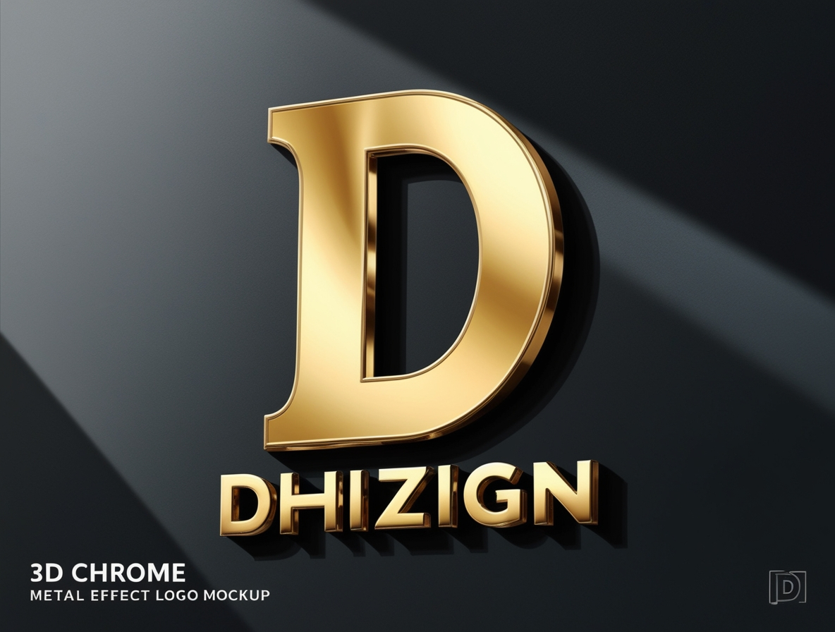 3d chrome metal effect logo design of a letter d with phoenix leonardo ai
