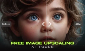 an image of a child's face with blue eyes and Free and Powerful: 8 Best AI Tools to Upscale Images to 4K