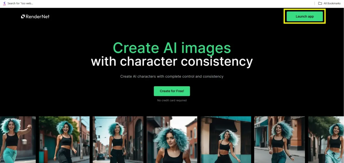 rendernet ai for creating ai influencer with consistent charachter ai tool app interface showing 7 Easy steps to create Ai influencer using rendernet AI