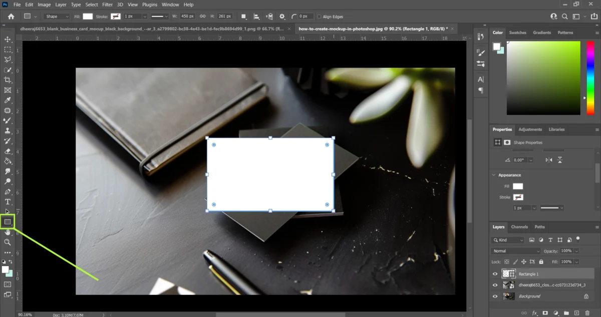 screenshot of photoshop interface showing Steps to create product mockup with ai and photoshop 