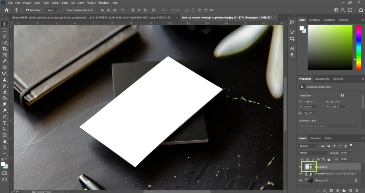 screenshot of photoshop interface showing tutorial Steps to create product mockup with ai and photoshop