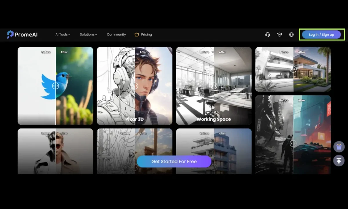 Screenshot interface of prome ai tool for sketch to image